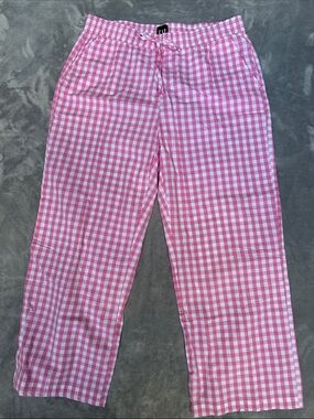 GAP Pink & White Gingham Drawstring Pants